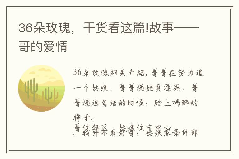 36朵玫瑰,干货看这篇!故事——哥的爱情