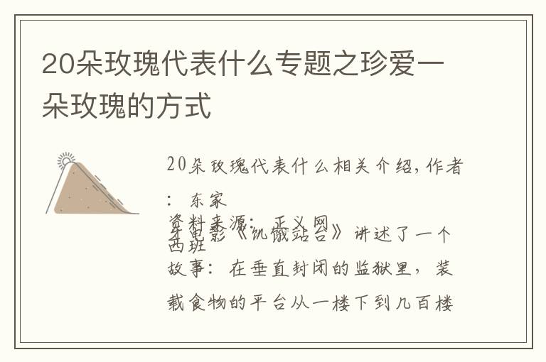 20朵玫瑰代表什么专题之珍爱一朵玫瑰的方式