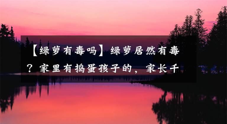 【绿萝有毒吗】绿萝居然有毒?家里有捣蛋孩子的,家长千万要提高警惕