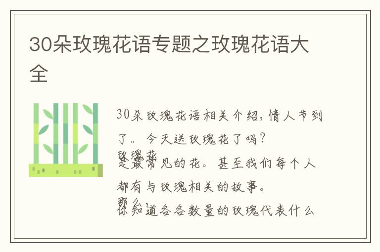 30朵玫瑰花语专题之玫瑰花语大全