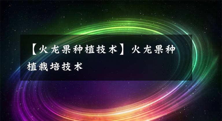 【火龙果种植技术】火龙果种植栽培技术