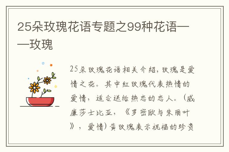 25朵玫瑰花语专题之99种花语——玫瑰