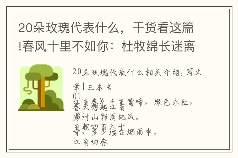 20朵玫瑰代表什么,干货看这篇!春风十里不如你:杜牧绵长迷离的扬州记忆|周末读诗