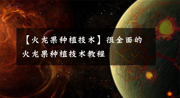 【火龙果种植技术】很全面的火龙果种植技术教程