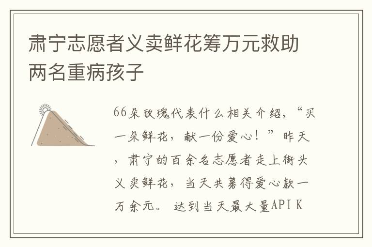 肃宁志愿者义卖鲜花筹万元救助两名重病孩子