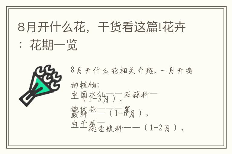 8月开什么花，干货看这篇!花卉：花期一览