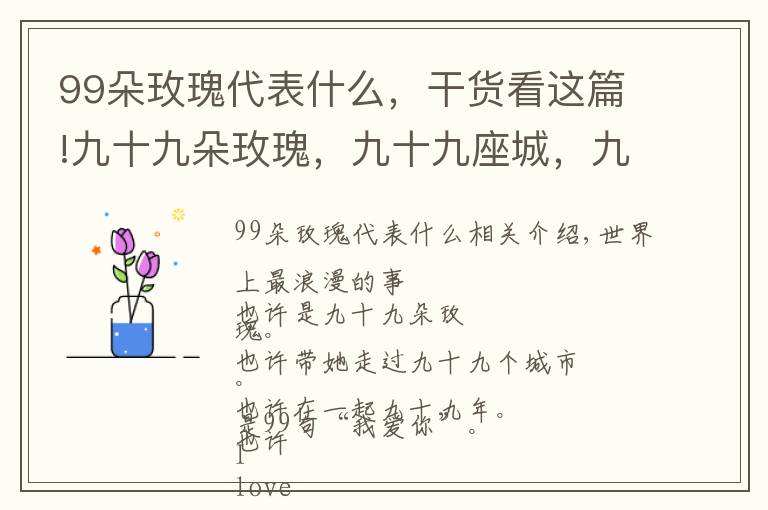 99朵玫瑰代表什么,干货看这篇!九十九朵玫瑰,九十九座城,九十九年,九十九句“我爱你”