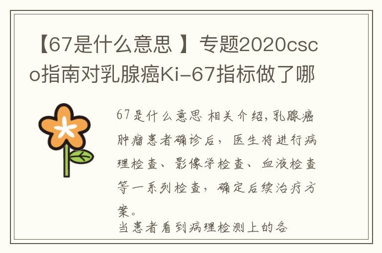 【67是什么意思 】专题2020csco指南对乳腺癌Ki-67指标做了哪些调整呢?