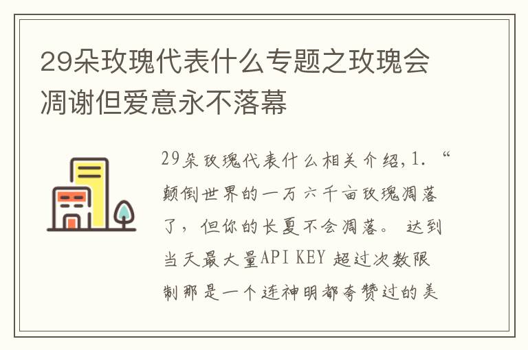 29朵玫瑰代表什么专题之玫瑰会凋谢但爱意永不落幕