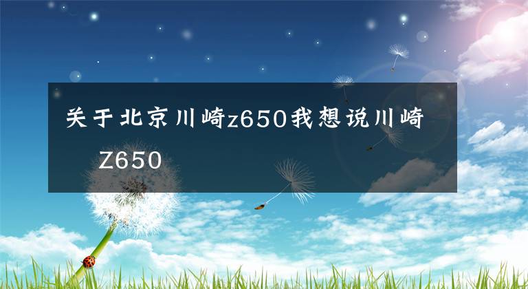 关于北京川崎z650我想说川崎− Z650