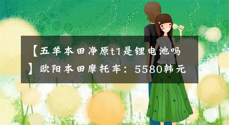 【五羊本田净原t1是锂电池吗】欧阳本田摩托车:5580韩元纯元T1新车预售开始价格公布。