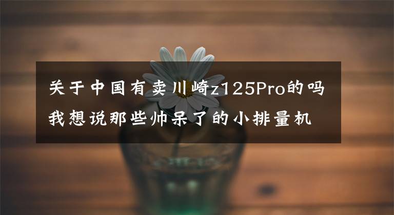 关于中国有卖川崎z125Pro的吗我想说那些帅呆了的小排量机车，再不来中国就没机会了（下）