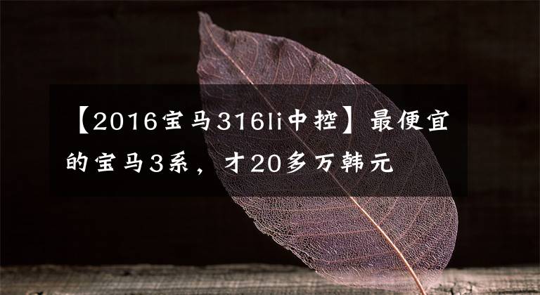 【2016宝马316li中控】最便宜的宝马3系,才20多万韩元