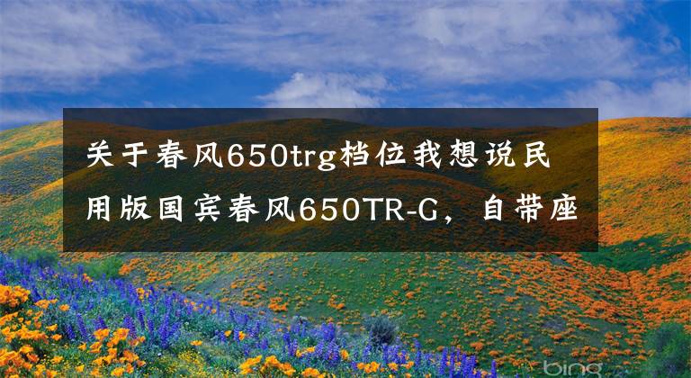 关于春风650trg档位我想说民用版国宾春风650TR-G，自带座椅加热，简直是移动的大沙发