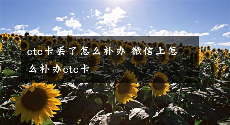 etc卡丢了怎么补办 微信上怎么补办etc卡