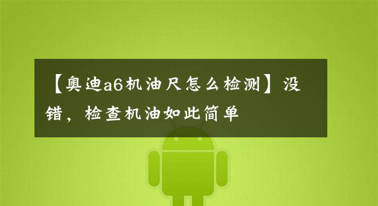 【奥迪a6机油尺怎么检测】没错,检查机油如此简单
