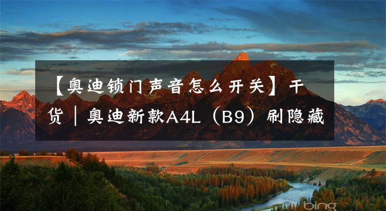 【奥迪锁门声音怎么开关】干货｜奥迪新款A4L（B9）刷隐藏
