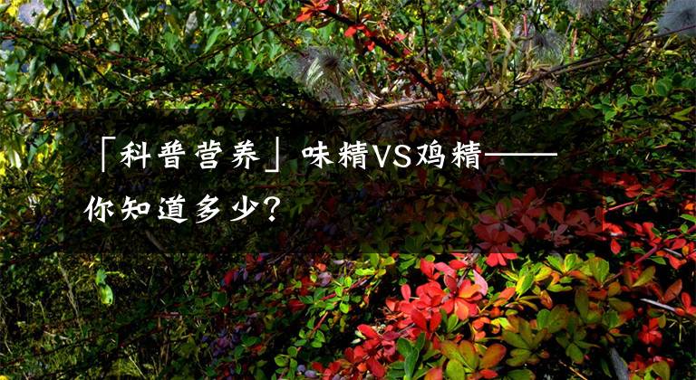 「科普营养」味精VS鸡精——你知道多少？
