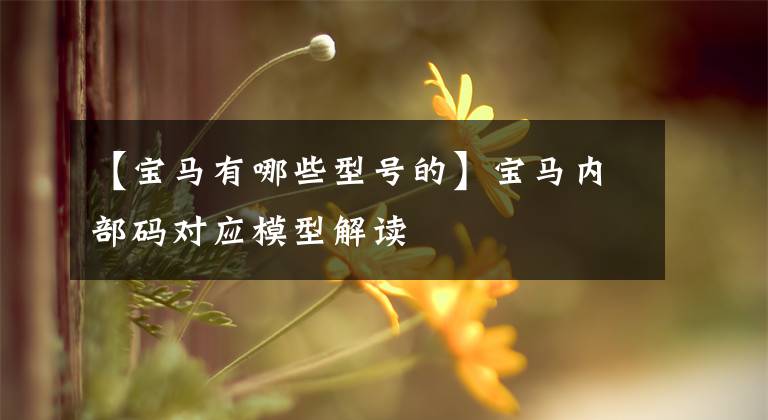 【宝马有哪些型号的】宝马内部码对应模型解读