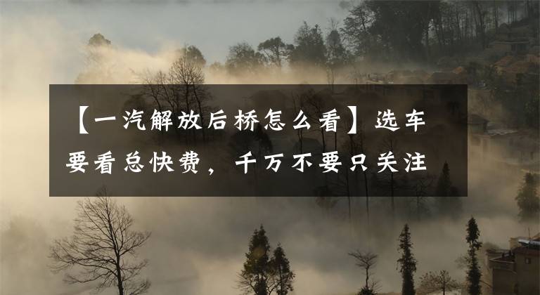 【一汽解放后桥怎么看】选车要看总快费,千万不要只关注后腿。