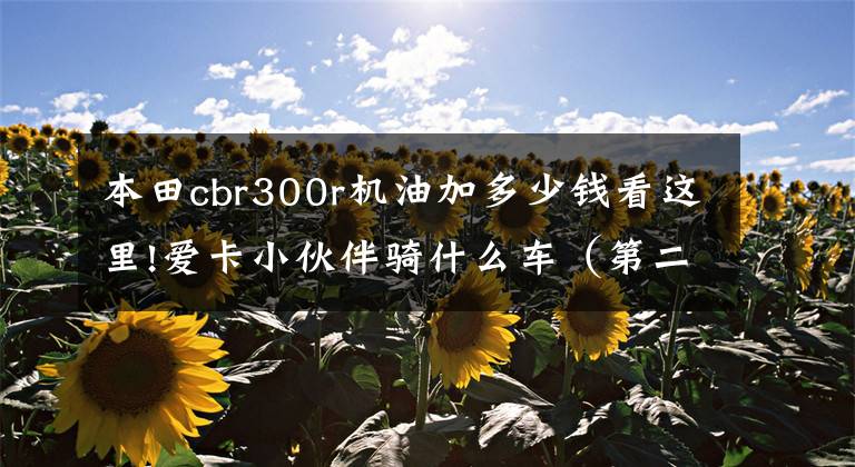 本田cbr300r机油加多少钱看这里!爱卡小伙伴骑什么车(第二集)评测组出击!