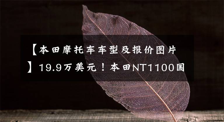 【本田摩托车车型及报价图片】19.9万美元！本田NT1100国内上市，“非双”公路旅行版