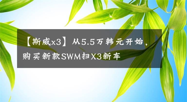 【斯威x3】从5.5万韩元开始,购买新款SWM扫X3新车