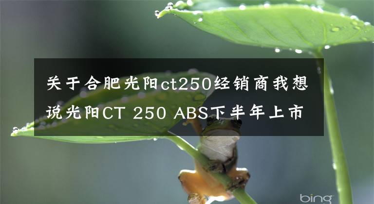 关于合肥光阳ct250经销商我想说光阳CT 250 ABS下半年上市，还是20280元？