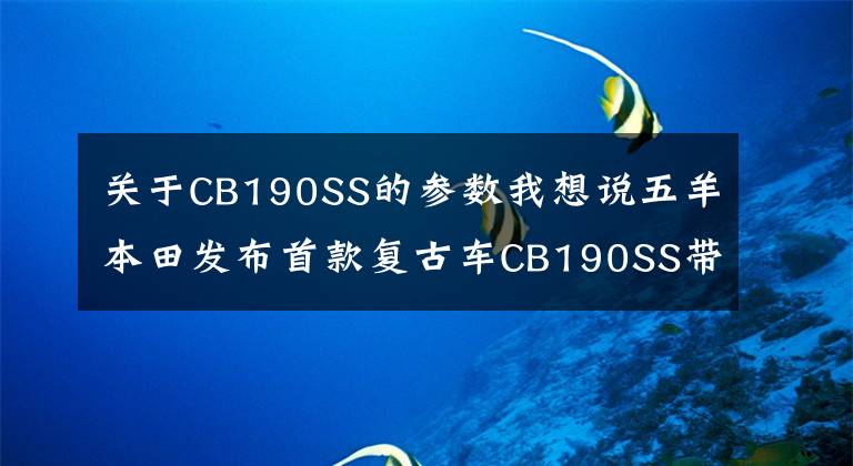 关于CB190SS的参数我想说五羊本田发布首款复古车CB190SS带ABS，和多款国四新车