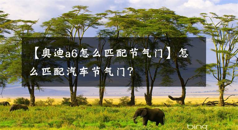 【奥迪a6怎么匹配节气门】怎么匹配汽车节气门?