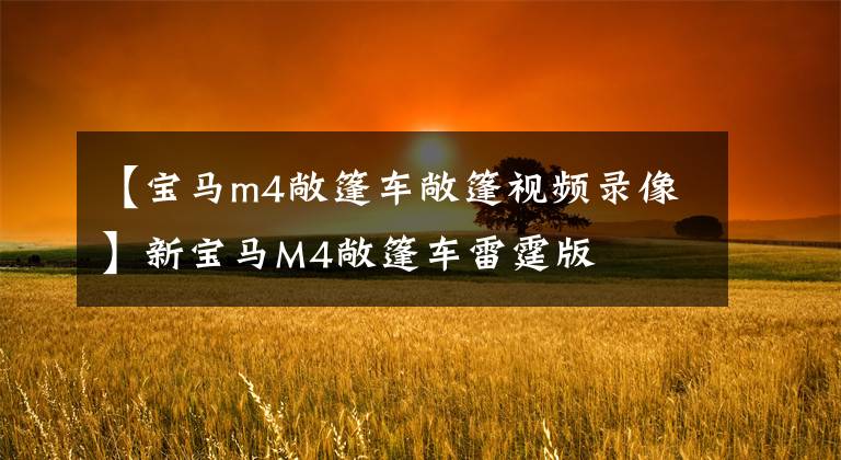 【宝马m4敞篷车敞篷视频录像】新宝马M4敞篷车雷霆版