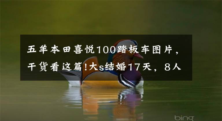五羊本田喜悦100踏板车图片，干货看这篇!大s结婚17天，8人“登台唱戏”，真正的输家只有2人