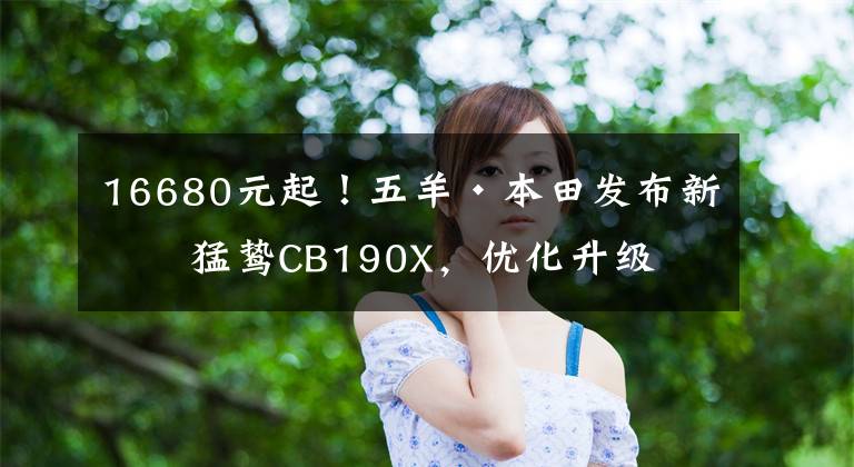 16680元起!五羊·本田发布新款猛鸷CB190X,优化升级