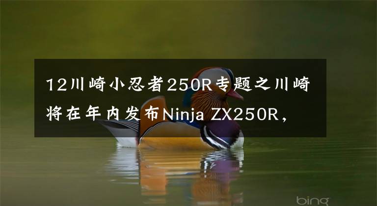 12川崎小忍者250R专题之川崎将在年内发布Ninja ZX250R,搭载全新研发的直列四缸引擎