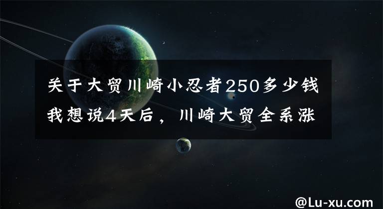 关于大贸川崎小忍者250多少钱我想说4天后，川崎大贸全系涨价