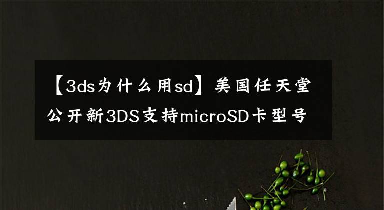 【3ds为什么用sd】美国任天堂公开新3DS支持microSD卡型号列表