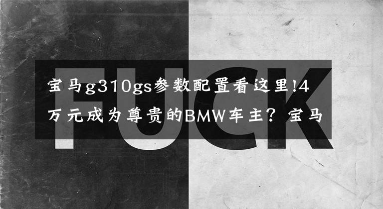 宝马g310gs参数配置看这里!4万元成为尊贵的BMW车主？宝马G 310 GS两万公里长期测试（一）
