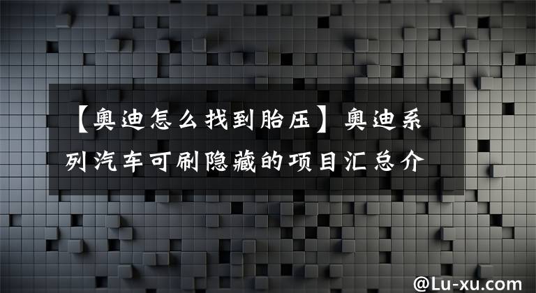 【奥迪怎么找到胎压】奥迪系列汽车可刷隐藏的项目汇总介绍