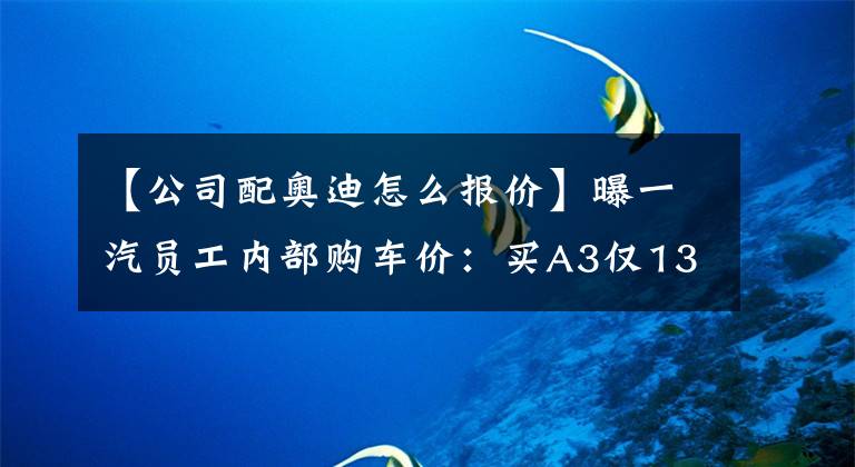 【公司配奥迪怎么报价】曝一汽员工内部购车价：买A3仅13.5万奥迪A4省10万，这是白菜价？