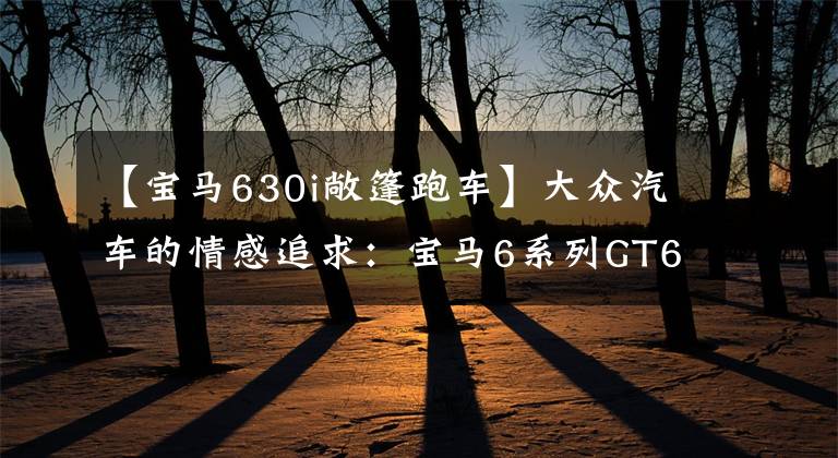 【宝马630i敞篷跑车】大众汽车的情感追求：宝马6系列GT630i皮卡