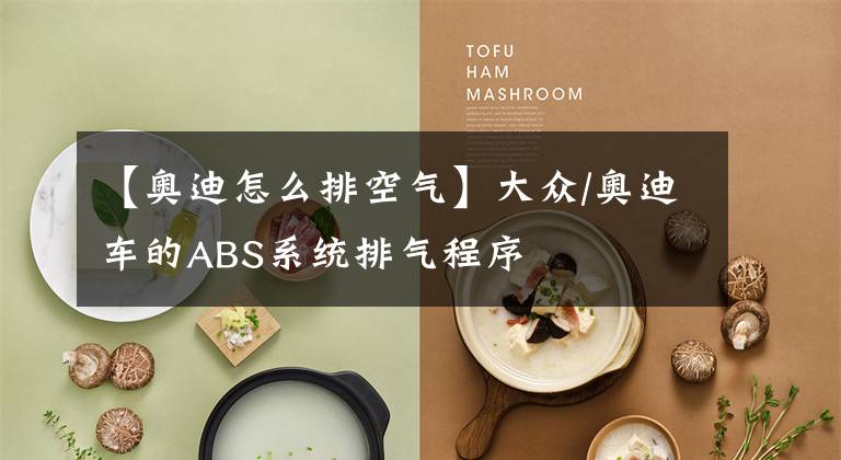 【奥迪怎么排空气】大众/奥迪车的ABS系统排气程序