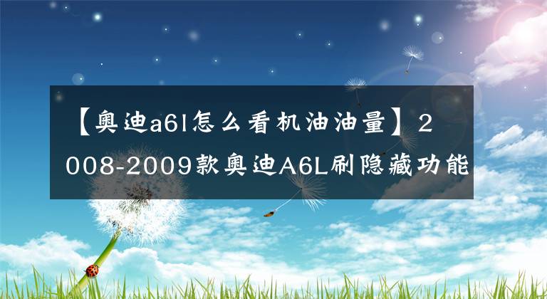 【奥迪a6l怎么看机油油量】2008-2009款奥迪A6L刷隐藏功能方法(一)