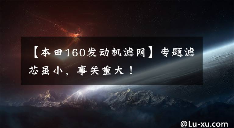 【本田160发动机滤网】专题滤芯虽小,事关重大!