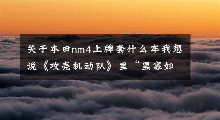 关于本田nm4上牌套什么车我想说《攻壳机动队》里“黑寡妇”的座驾，本田NM4复活！