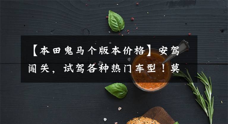 【本田鬼马个版本价格】安驾闯关,试驾各种热门车型!莫博会我们又玩了!