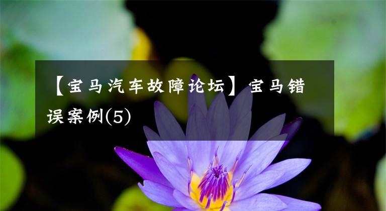 【宝马汽车故障论坛】宝马错误案例(5)