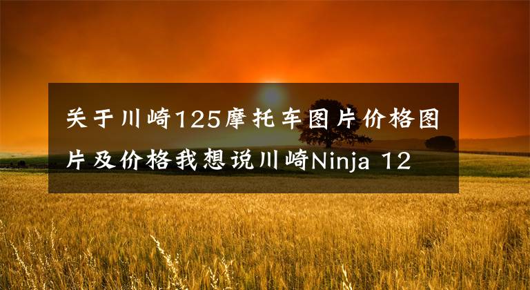 关于川崎125摩托车图片价格图片及价格我想说川崎Ninja 125、Z125推出2022版 配置不变 售价上涨 更新配色