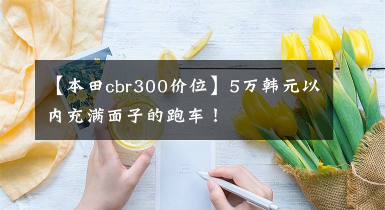 【本田cbr300价位】5万韩元以内充满面子的跑车!