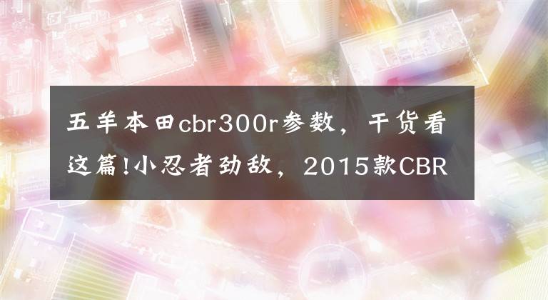 五羊本田cbr300r参数,干货看这篇!小忍者劲敌,2015款CBR300R评测!