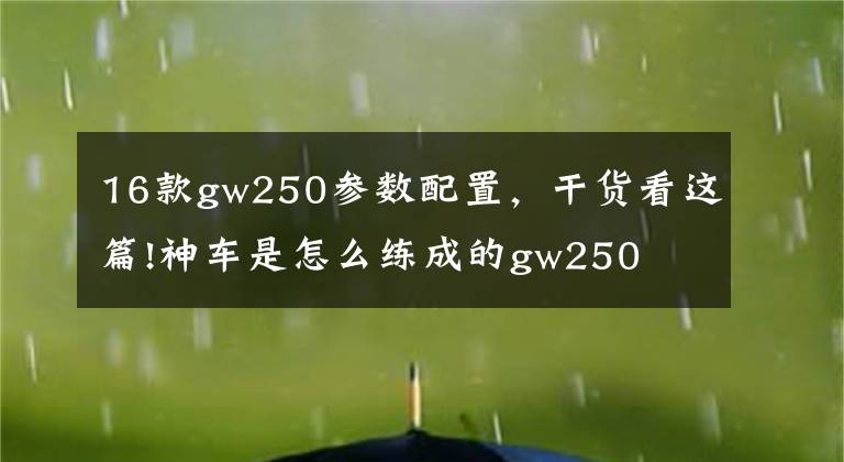 16款gw250参数配置,干货看这篇!神车是怎么练成的gw250